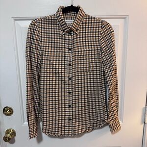 Isabel Marant Urban Check Plaid Shirt Cotton Flannel Black Blue Size 36 Or Small